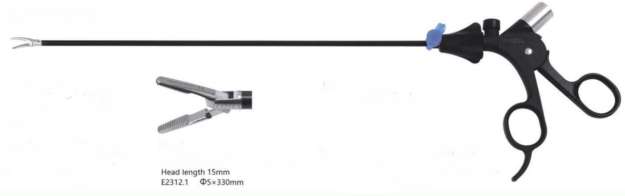 Ухоплюючий затискач, щипці, коагулюючий, ізольований, дві рухомі частини, обертальний 360 град, діаметр 5 мм, довжина 330 мм